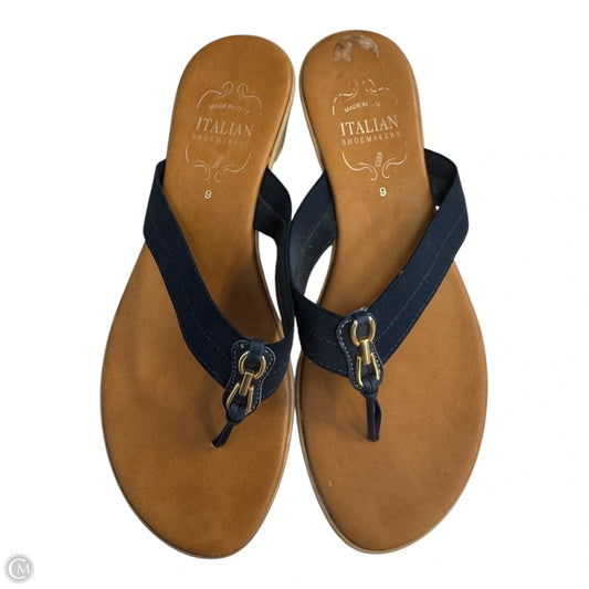 Sandals Flats By Italian Shoemakers In Blue & Brown, Size: 9