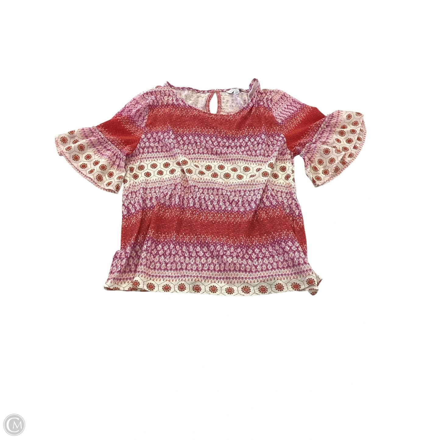Top Short Sleeve By Lucky & Blessed In Orange & Pink, Size: S