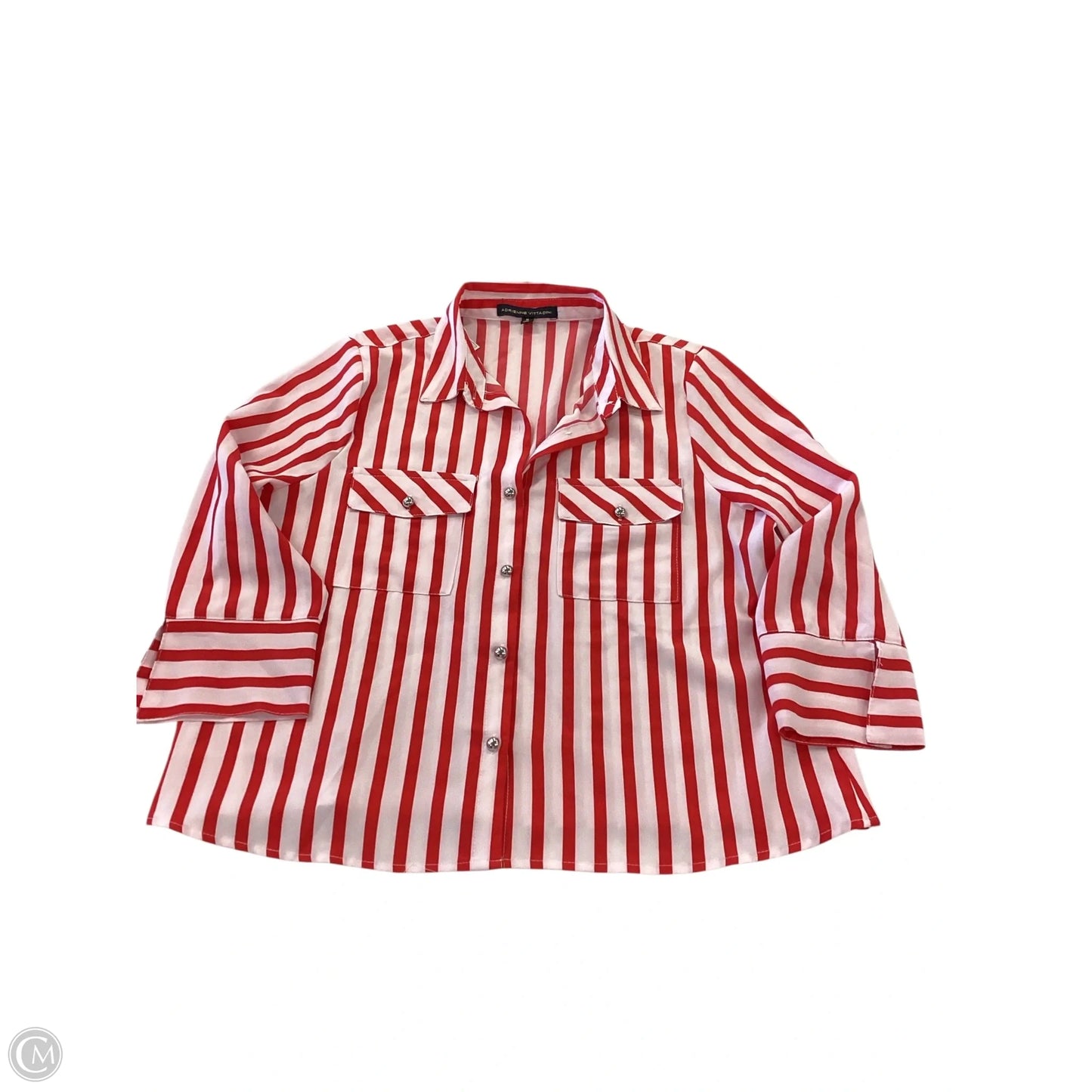 Top Long Sleeve By Adrienne Vittadini In Striped Pattern, Size: M