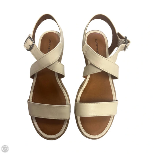Sandals Heels Platform By Lucky Brand In White, Size: 7.5