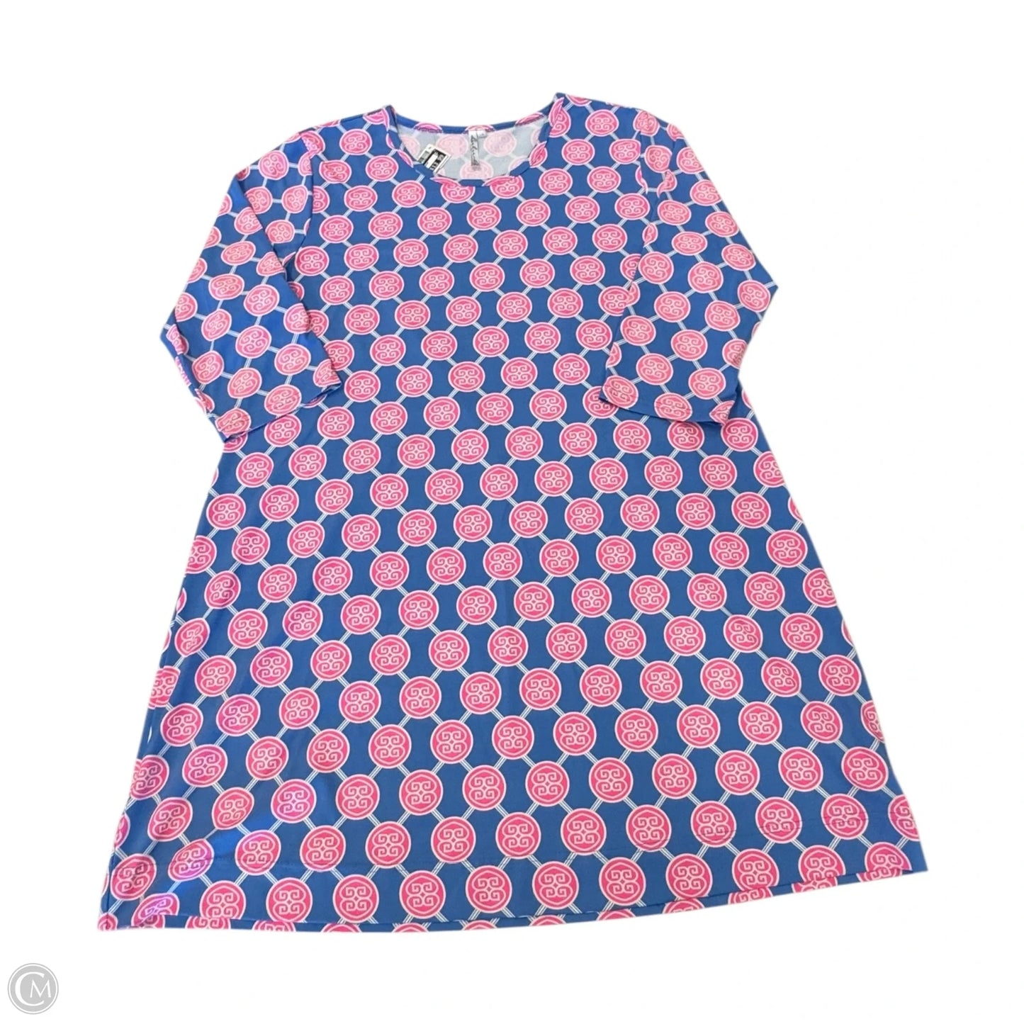 Dress Casual Short By Lulu B In Blue & Pink, Size: 1x
