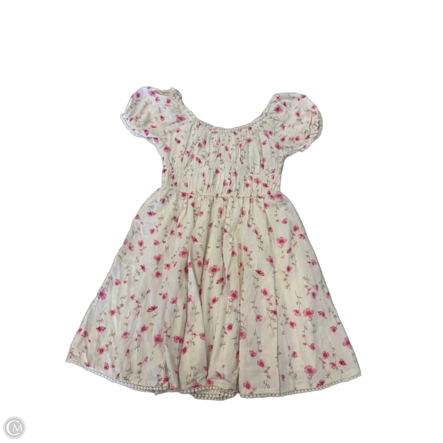 Dress Casual Short By Sim & Sam In Cream & Pink, Size: M