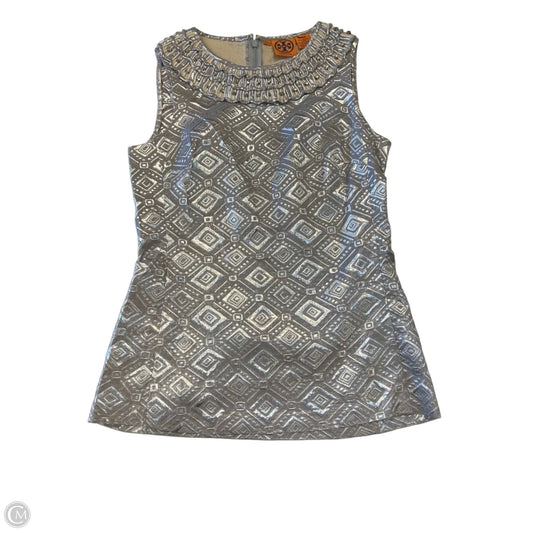 Top Sleeveless Designer By Tory Burch In Silver, Size: 2