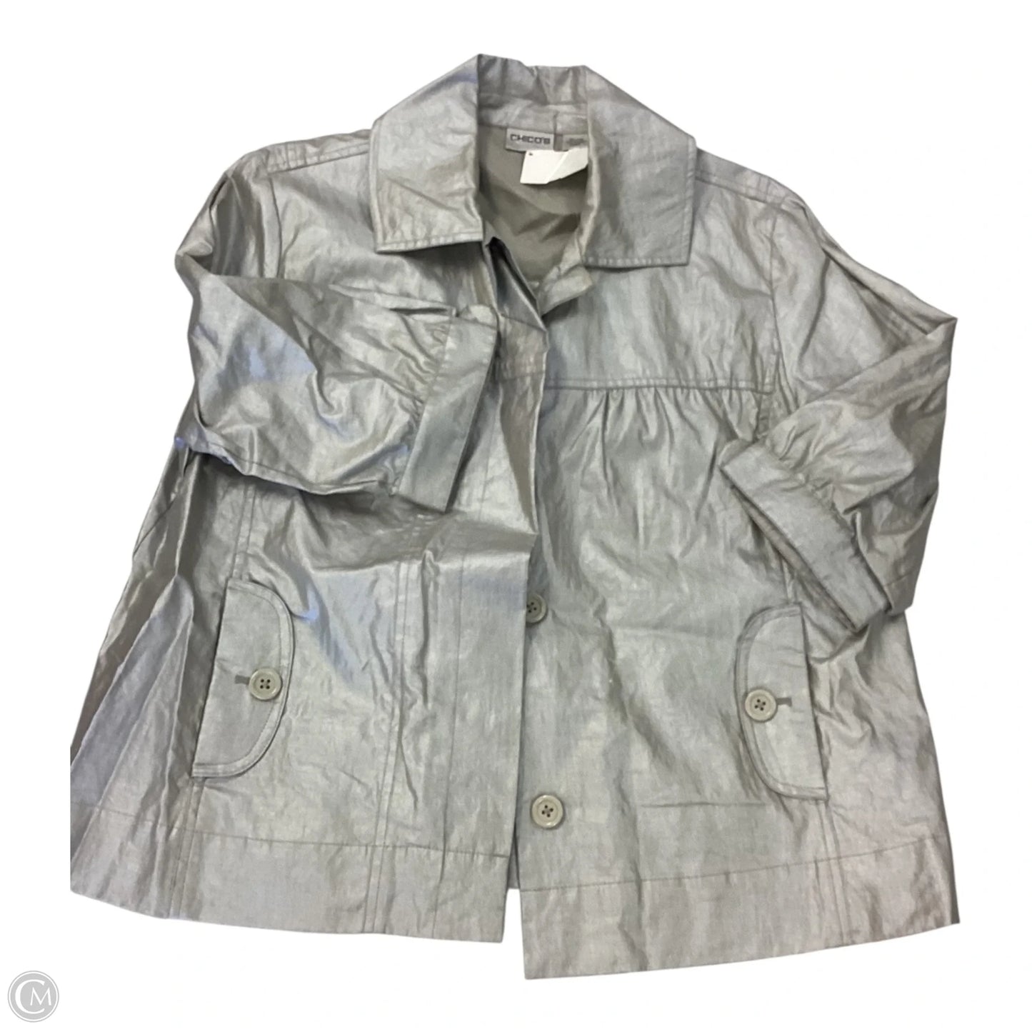 Jacket Other By Chicos In Silver, Size: 2 (L)