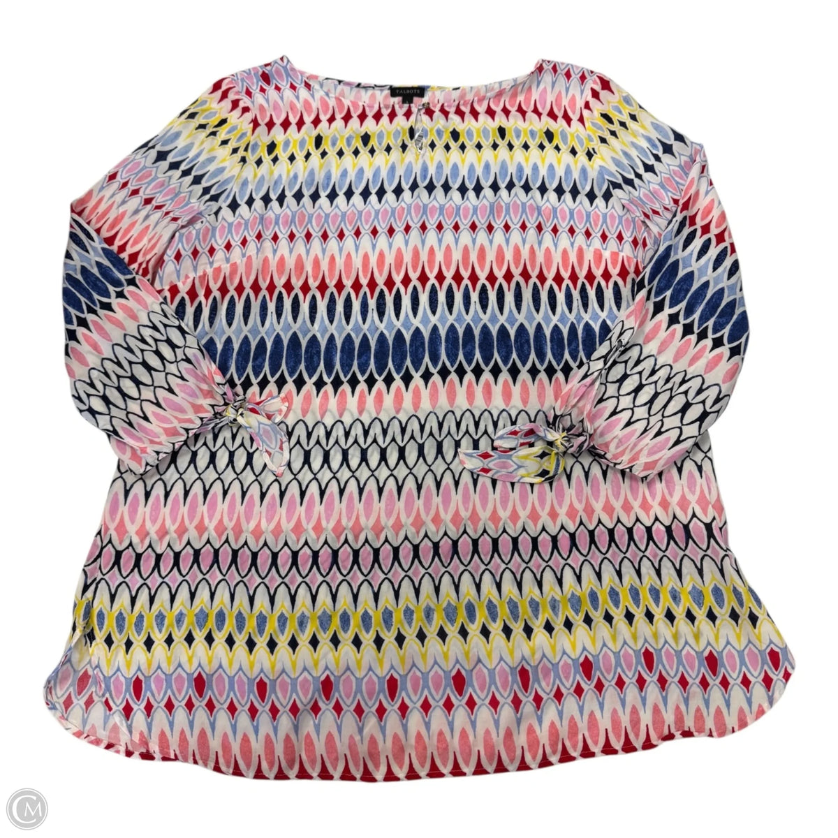 Top 3/4 Sleeve By Talbots In Geometric Pattern, Size: L