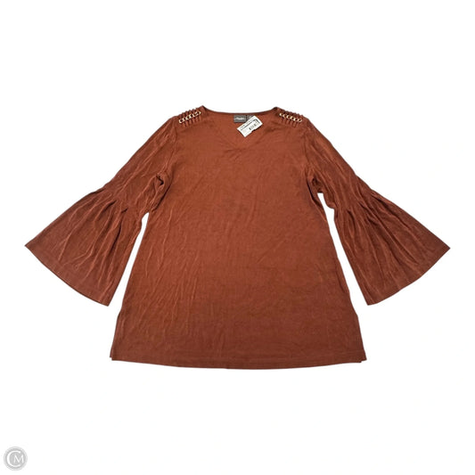 Top 3/4 Sleeve By Chicos In Brown & Gold, Size: S