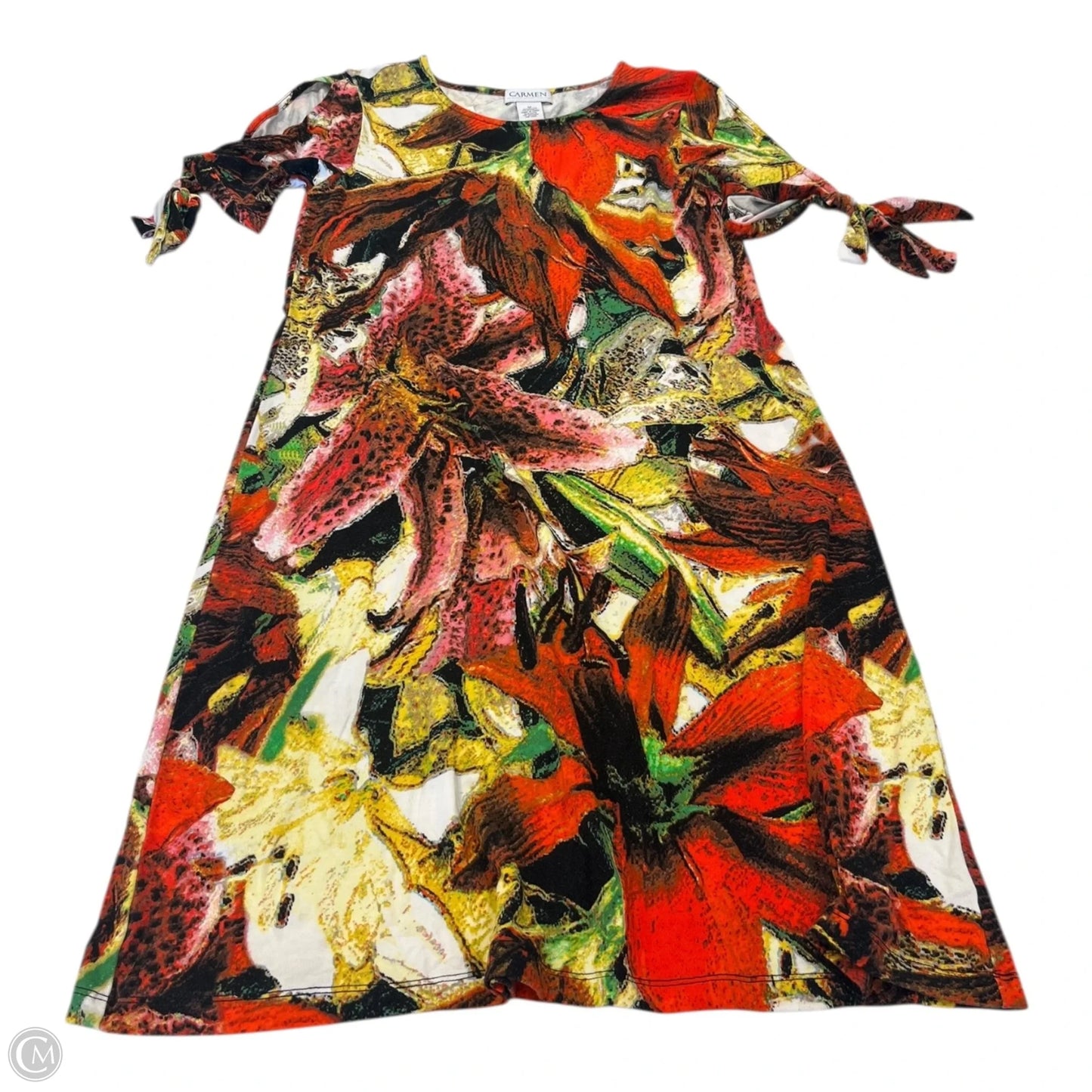 Dress Casual Midi By Carmen By Carmen Marc Valvo In Tropical Print, Size: M