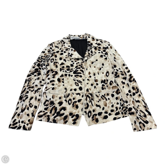 Jacket Moto By Chicos In Animal Print, Size: M