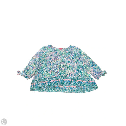 Top Long Sleeve Designer By Lilly Pulitzer In Blue & Pink, Size: Xl