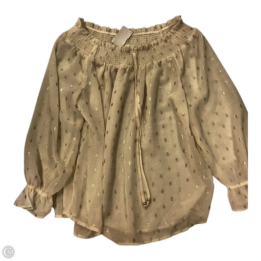 Top 3/4 Sleeve By Clothes Mentor In Gold & White, Size: M