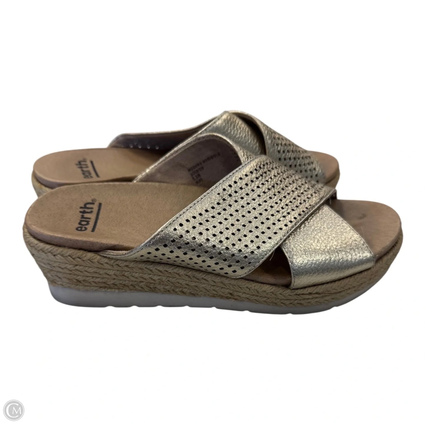 Sandals Heels Wedge By Earth In Gold, Size: 5.5