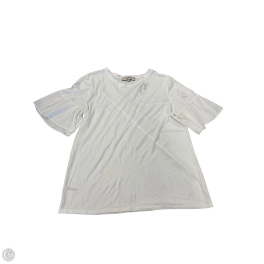 Top Short Sleeve By Loft In White, Size: L