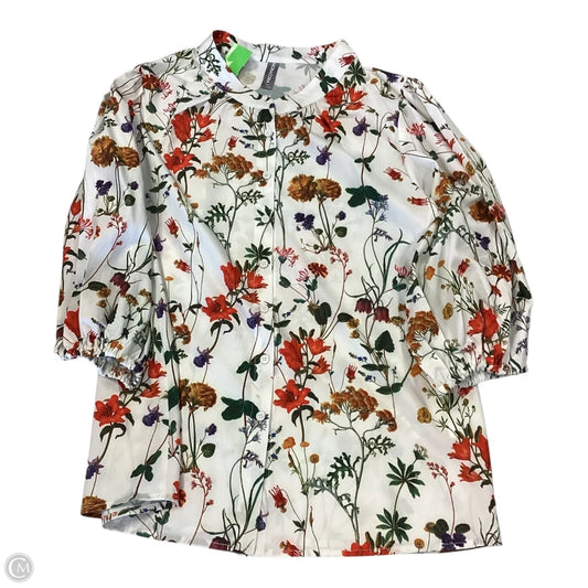 Top 3/4 Sleeve By Clothes Mentor In Floral Print, Size: L