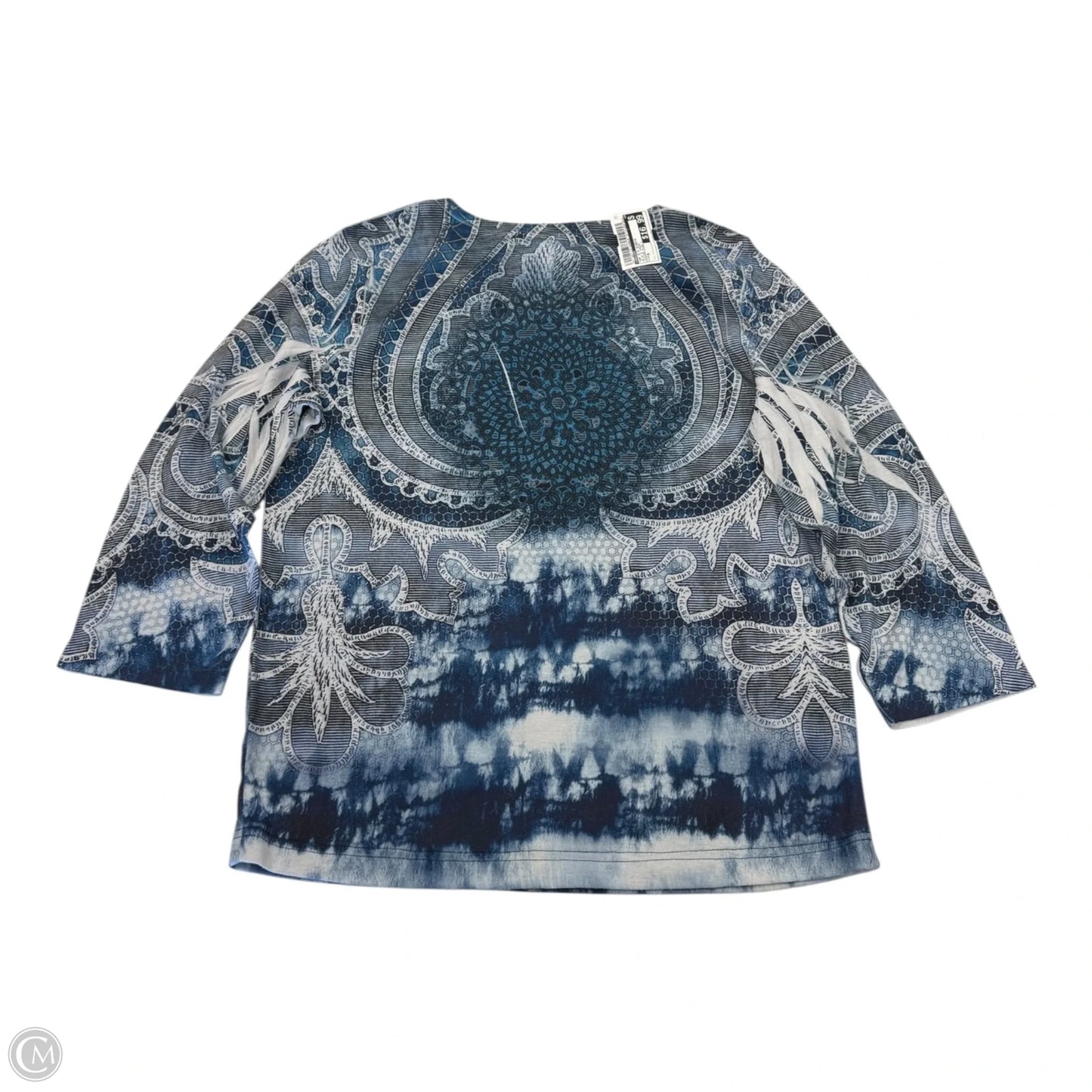 Top 3/4 Sleeve By Chicos In Blue & Cream, Size: M