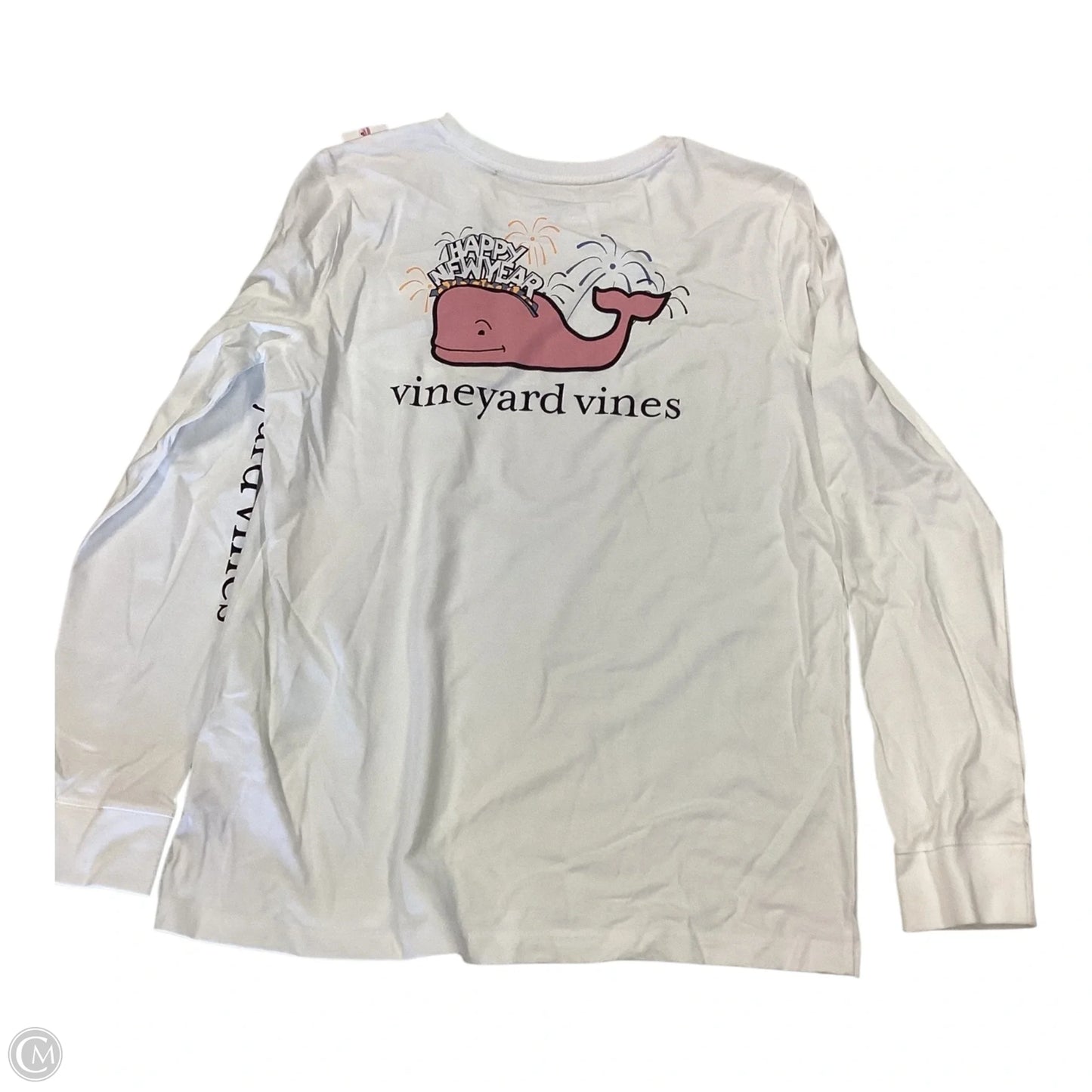 Top Long Sleeve By Vineyard Vines In Pink & White, Size: Xl