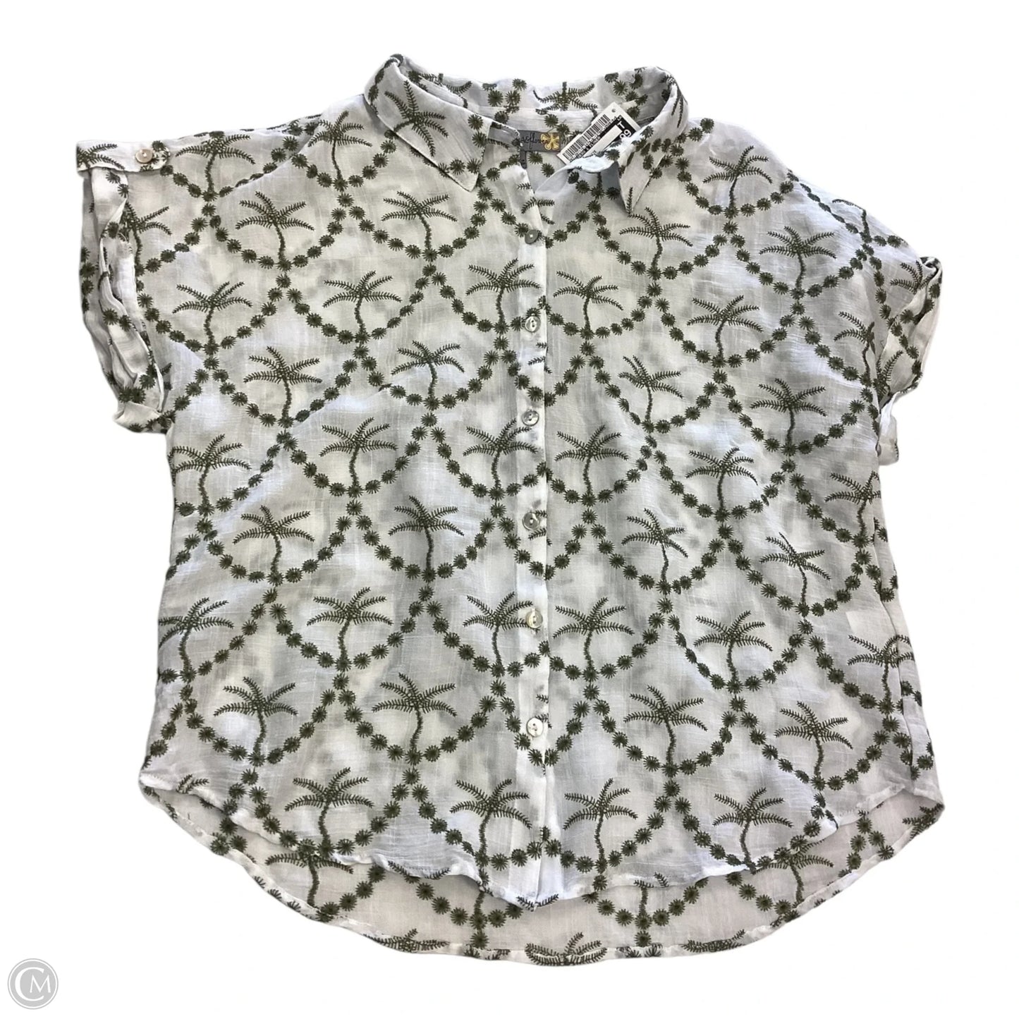 Top Short Sleeve By Figuero & Flower In Green & White, Size: L