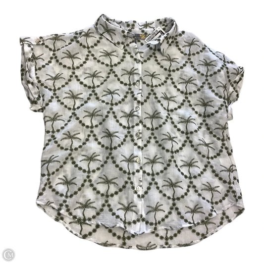Top Short Sleeve By Figuero & Flower In Green & White, Size: L