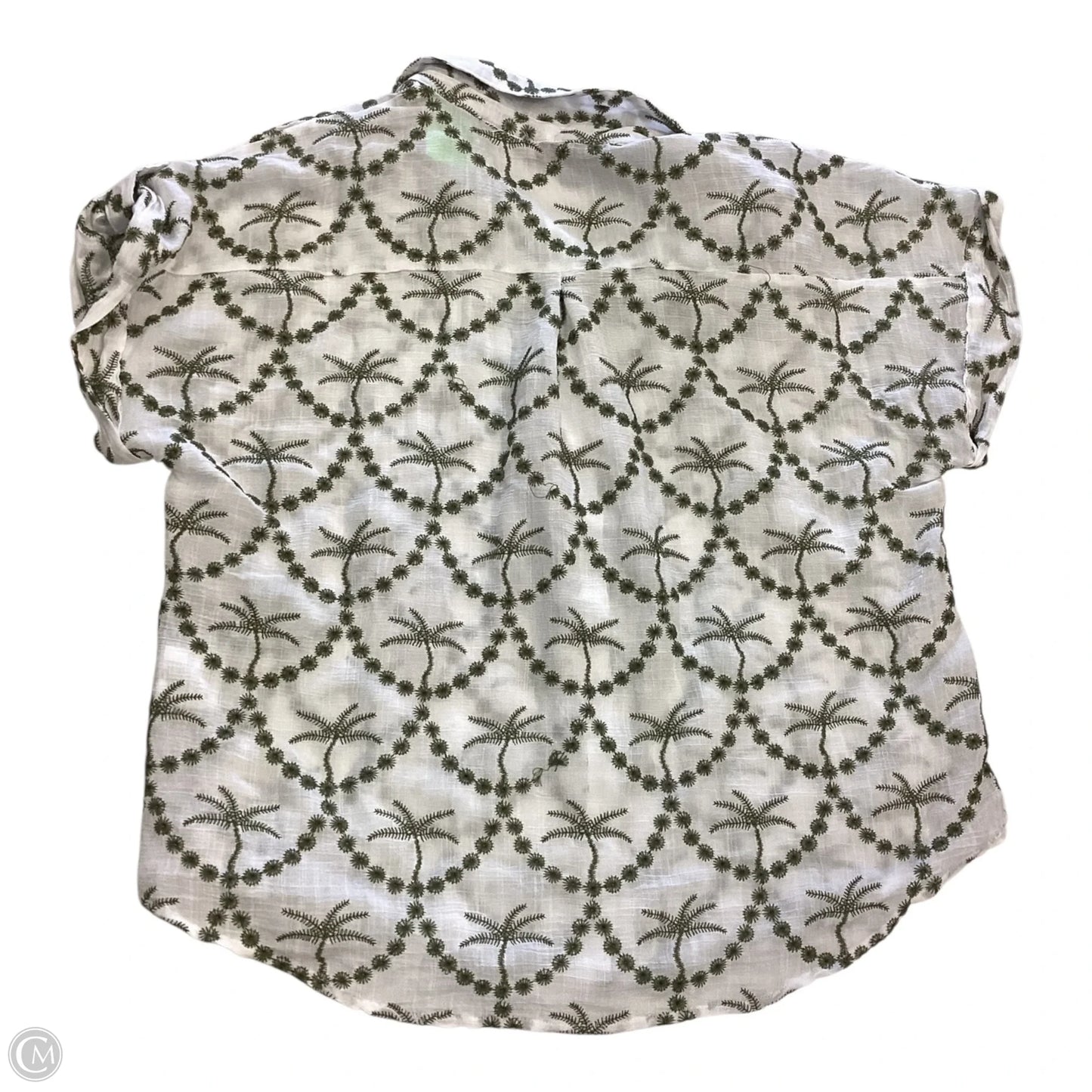 Top Short Sleeve By Figuero & Flower In Green & White, Size: L