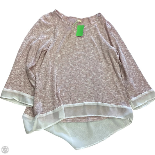 Top 3/4 Sleeve By Chenault In Pink & White, Size: Mp