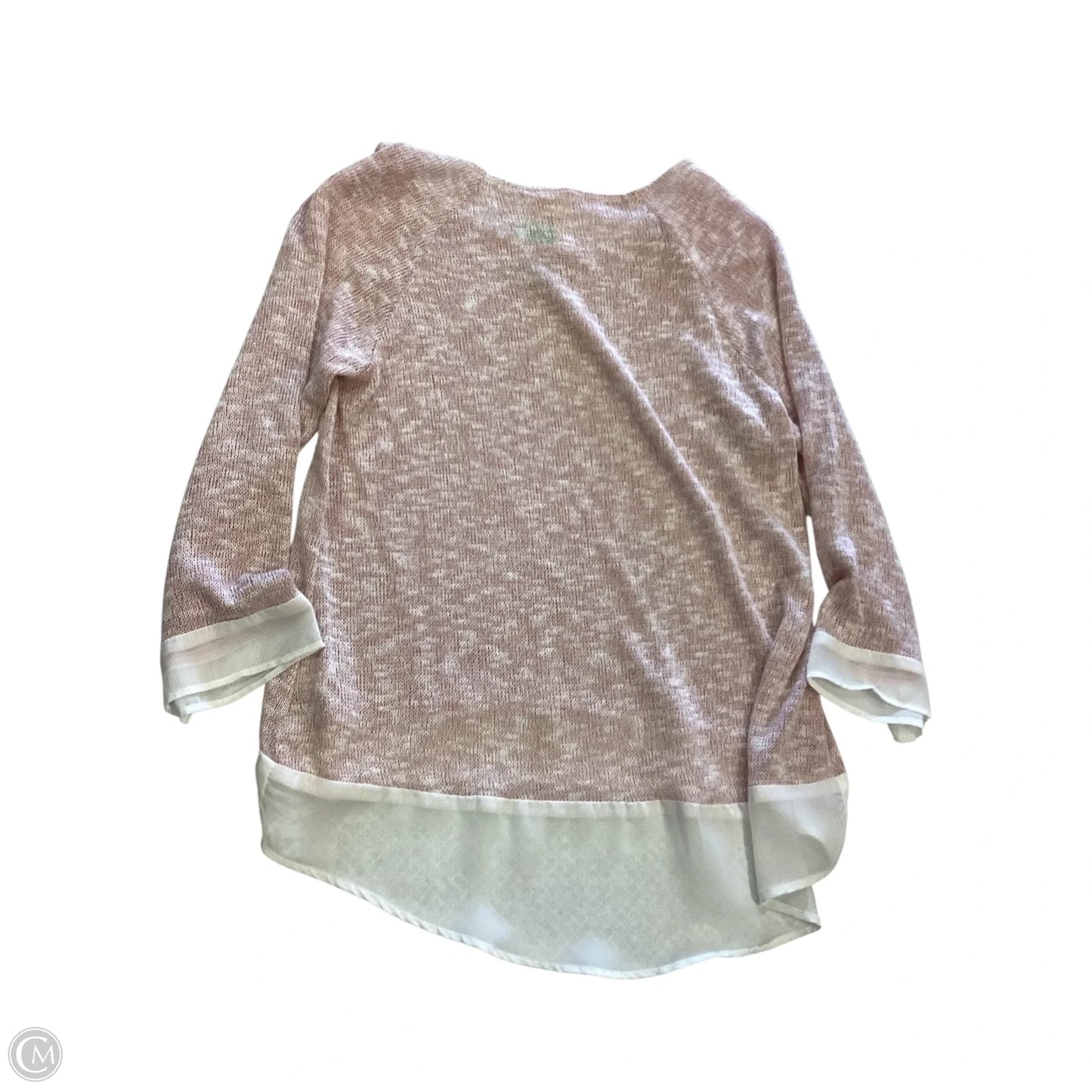 Top 3/4 Sleeve By Chenault In Pink & White, Size: Mp