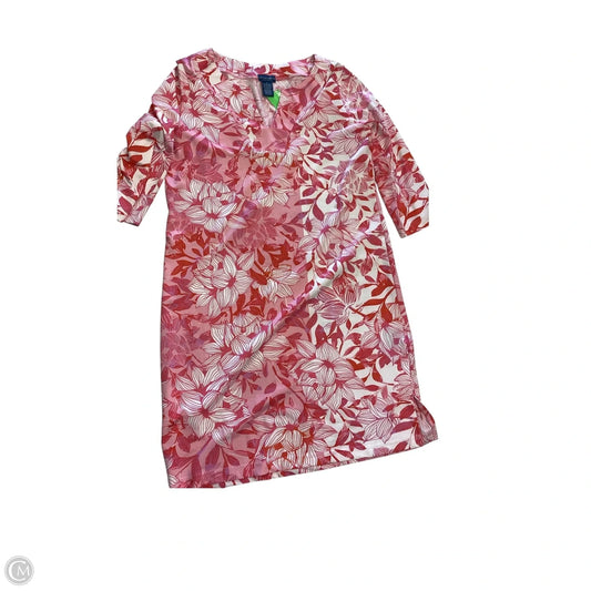 Dress Casual Midi By Caribbean Joe In Pink & White, Size: M