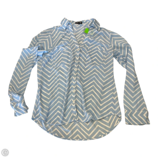 Top Long Sleeve By Express In Blue & White, Size: Xs