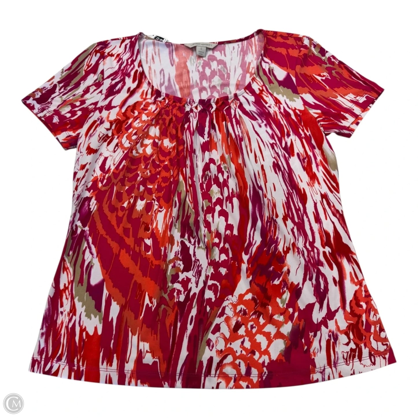 Top Short Sleeve By Laura Ashley In Orange & Pink, Size: S