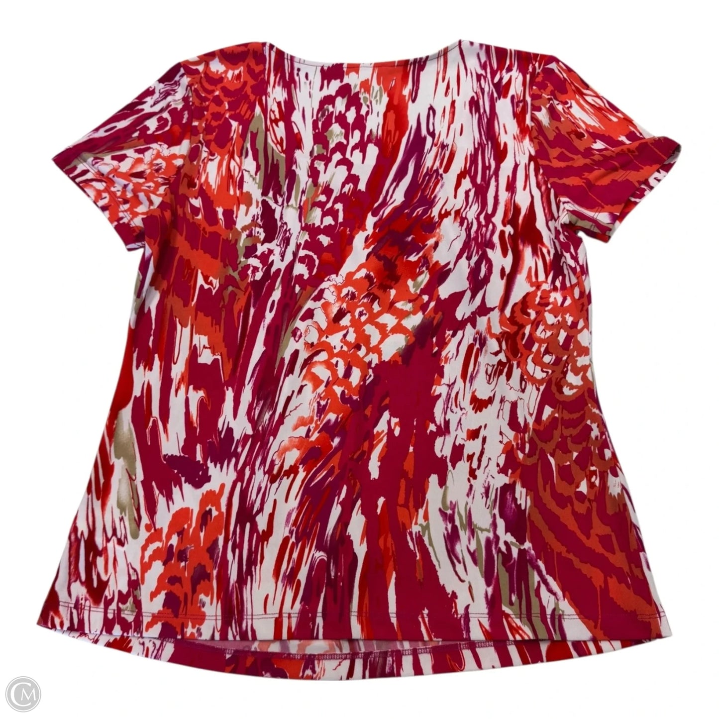 Top Short Sleeve By Laura Ashley In Orange & Pink, Size: S