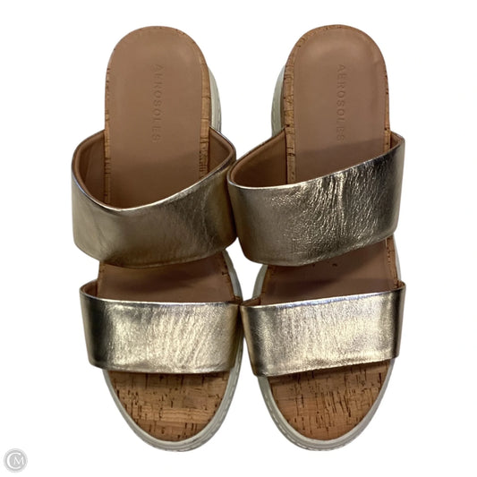 Sandals Heels Wedge By Aerosoles In Gold, Size: 10
