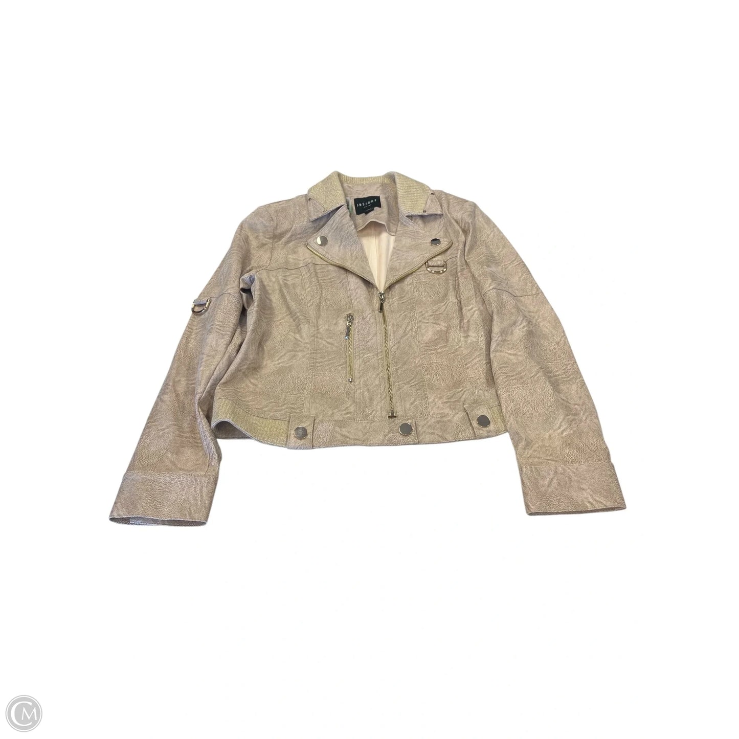 Jacket Moto By Clothes Mentor In Gold, Size: 8