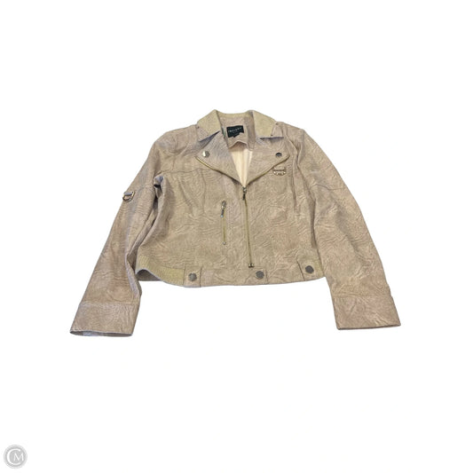 Jacket Moto By Clothes Mentor In Gold, Size: 8