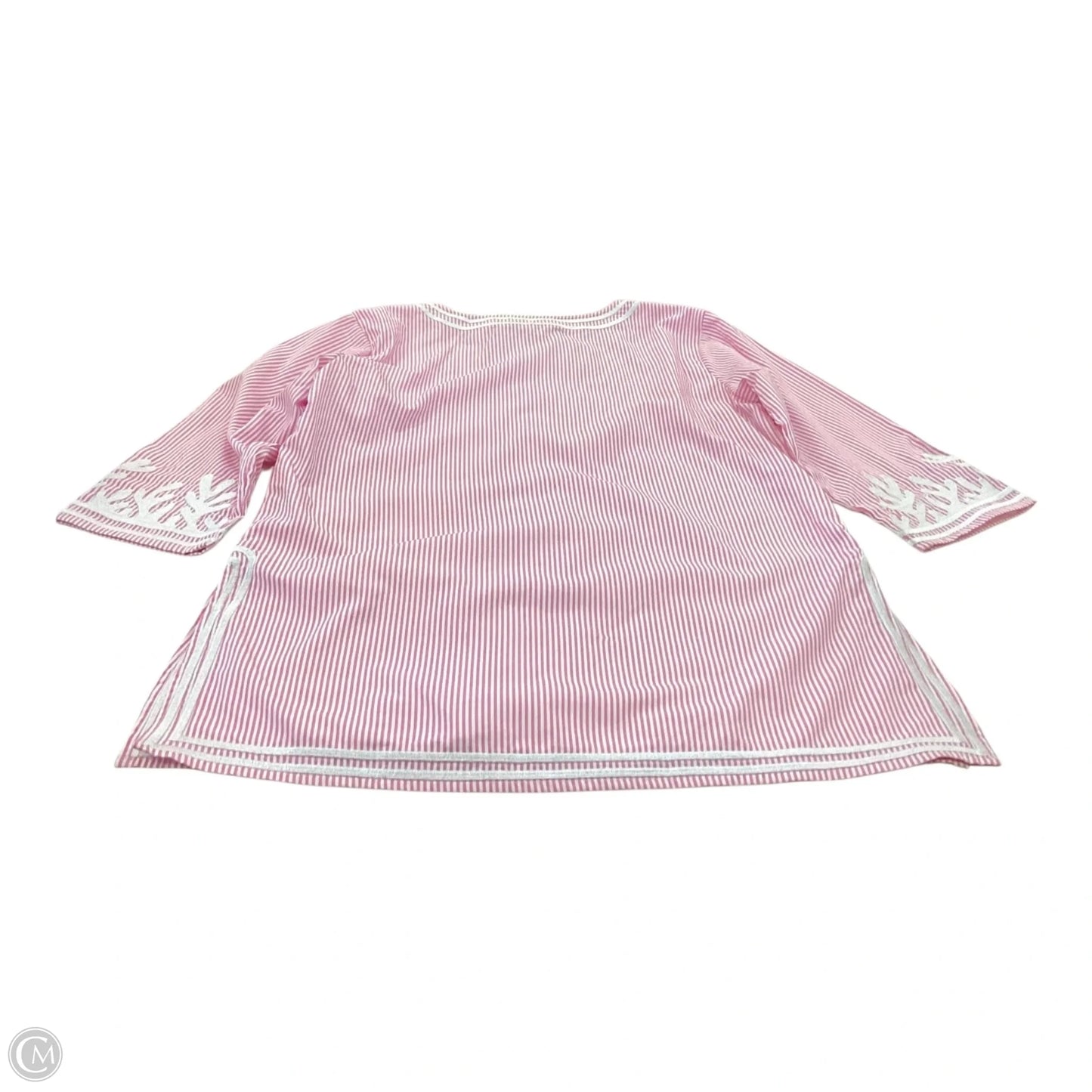Top 3/4 Sleeve By Gretchen Scott In Pink & White, Size: S