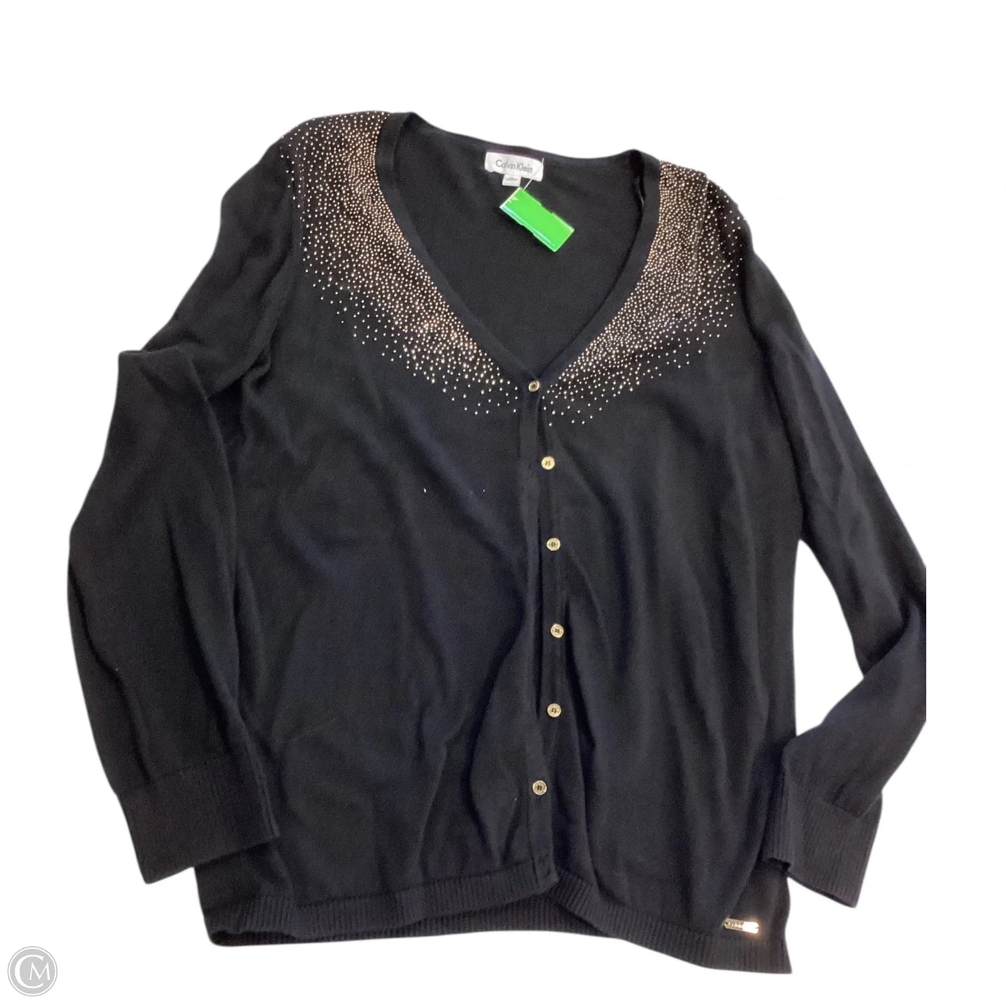 Cardigan By Calvin Klein In Black & Gold, Size: Xl