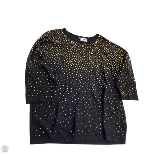 Sweater By Cable And Gauge In Black & Gold, Size: 1x