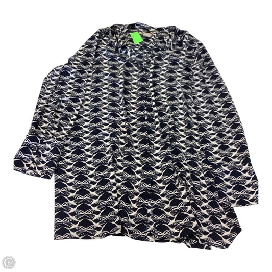 Top Long Sleeve By Chicos In Blue & White, Size: L