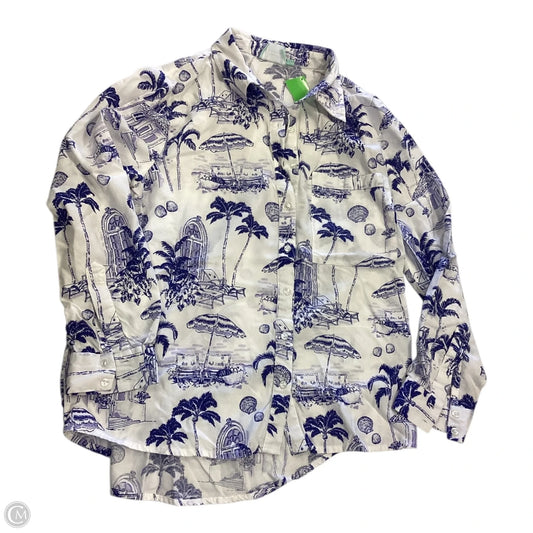Top Long Sleeve By Clothes Mentor In Blue & White, Size: S