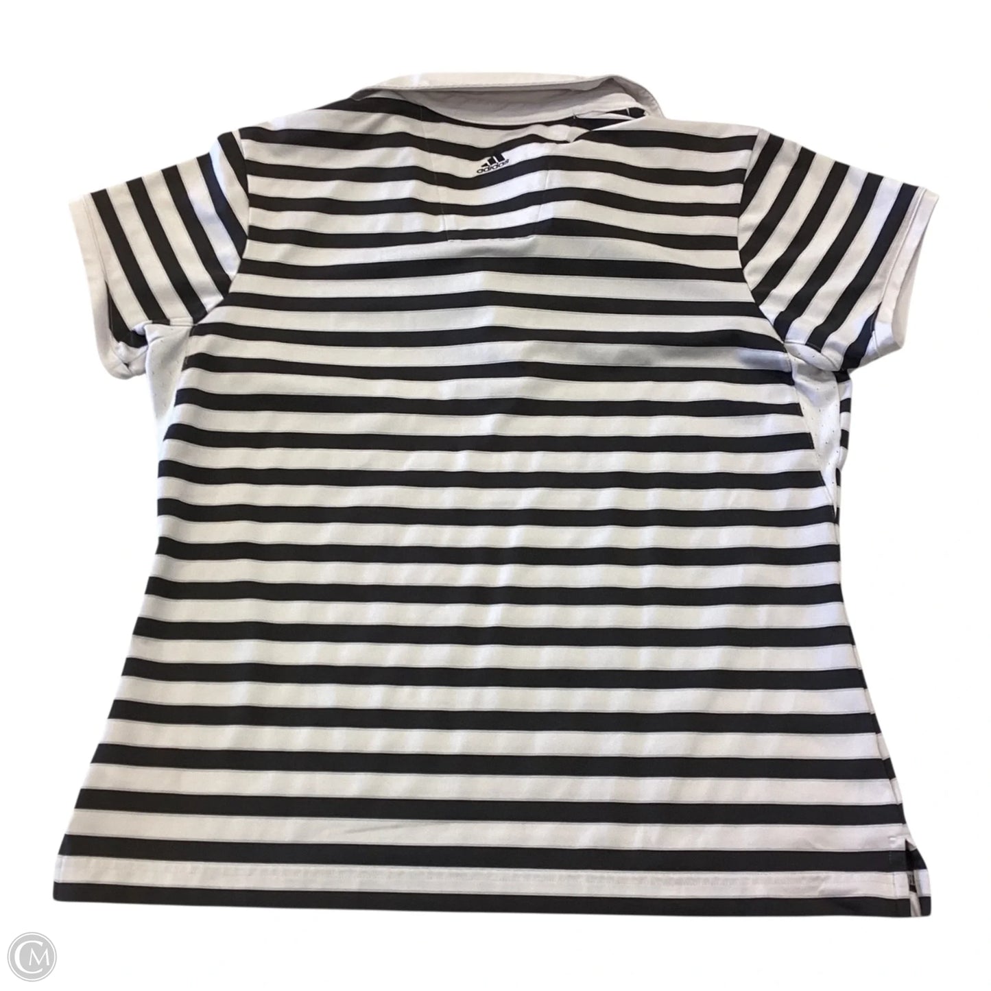 Athletic Top Short Sleeve By Adidas In Striped Pattern, Size: M