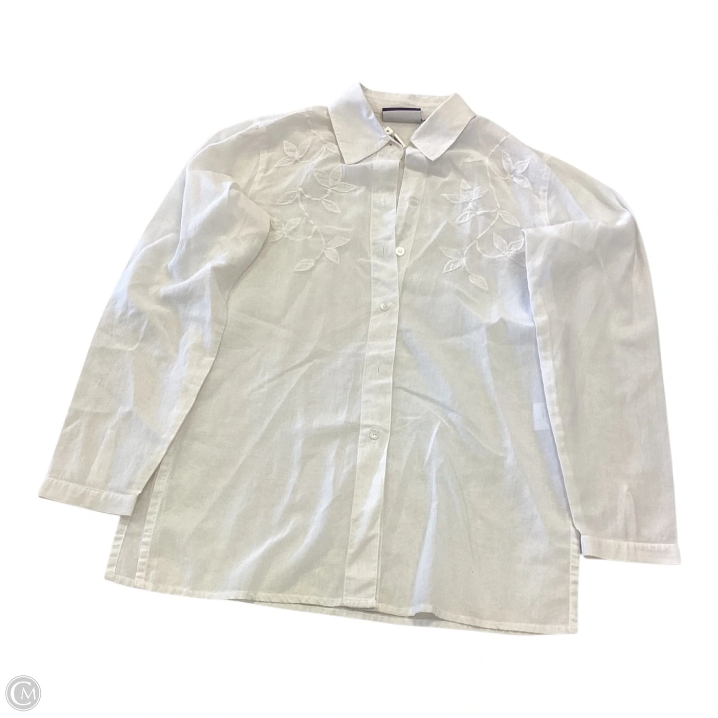 Top Long Sleeve By Liz Claiborne In White, Size: S