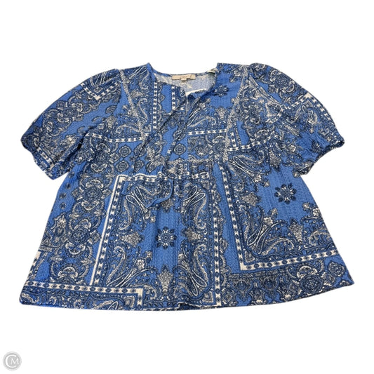 Top Short Sleeve By Loft In Paisley Print, Size: Xl