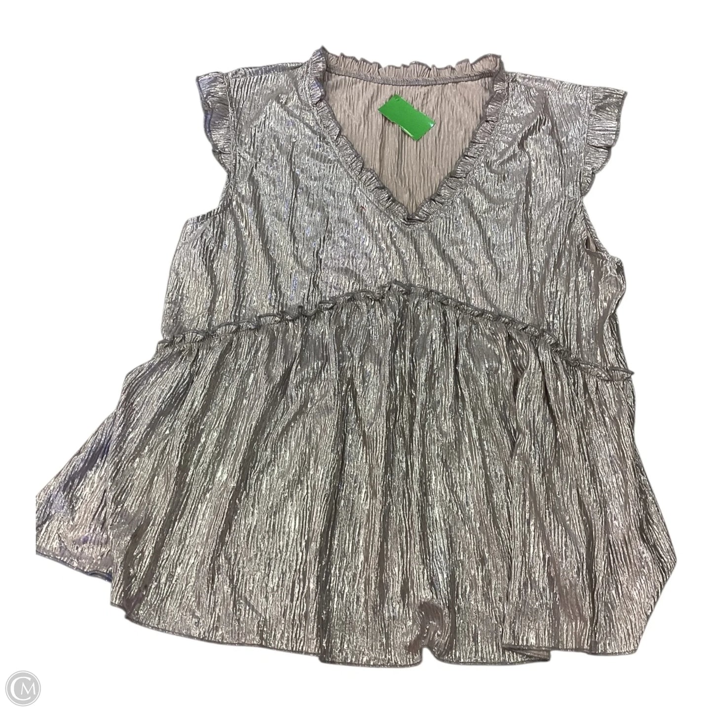 Top Short Sleeve By Clothes Mentor In Silver & Tan, Size: Xl