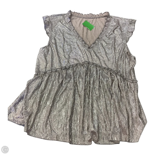 Top Short Sleeve By Clothes Mentor In Silver & Tan, Size: Xl