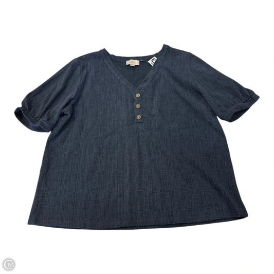 Top Short Sleeve By Loft In Navy, Size: Xl