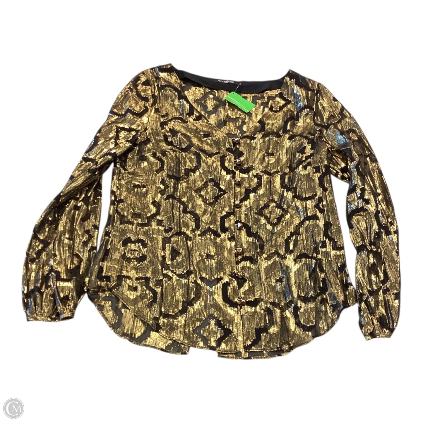 Top Long Sleeve By Clothes Mentor In Black & Gold, Size: S