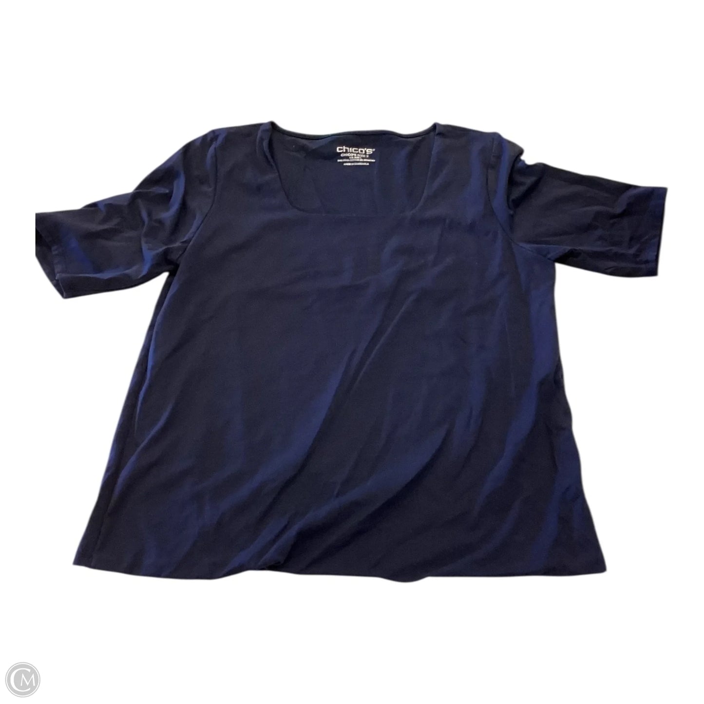 Top Short Sleeve By Chicos In Navy, Size: L
