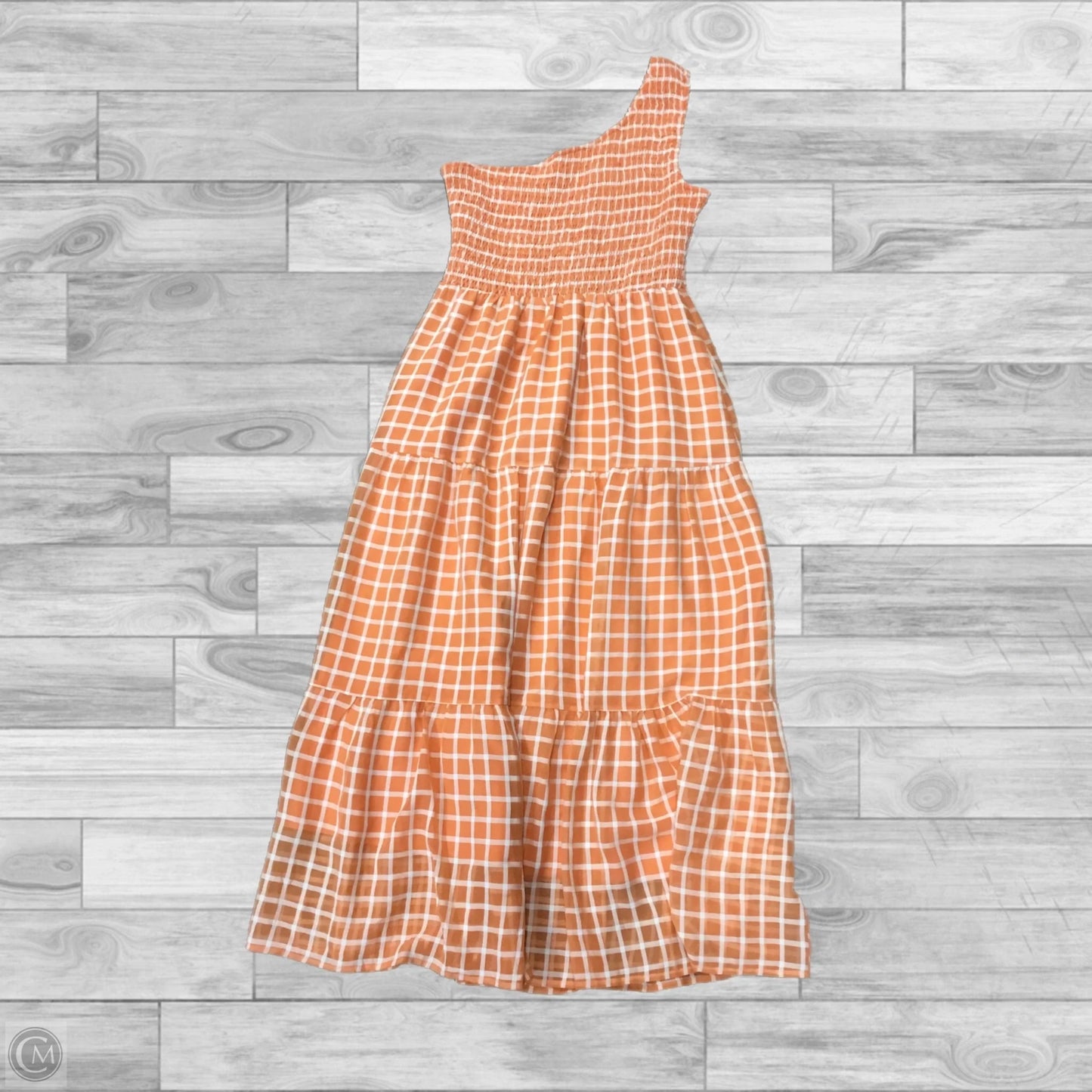 Dress Casual Midi By Clothes Mentor In Orange & White, Size: L