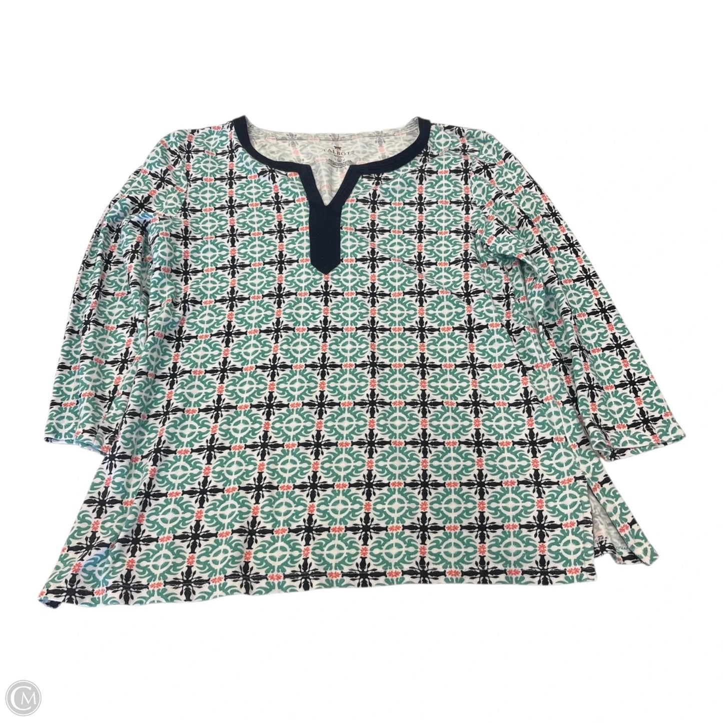 Top 3/4 Sleeve By Talbots In Blue & Green, Size: Sp