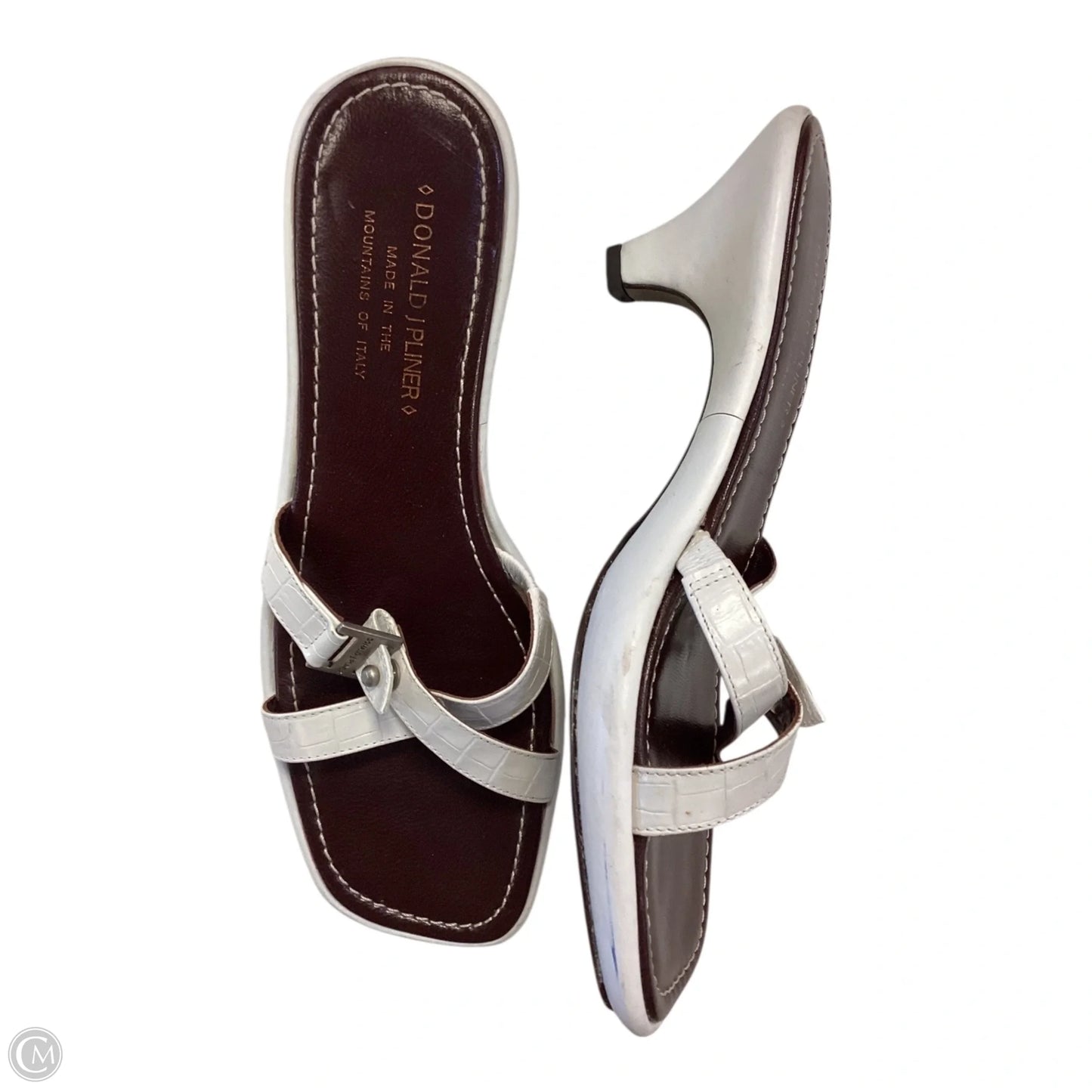 Sandals Heels Kitten By Donald Pliner In White, Size: 8