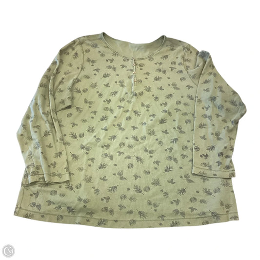 Top Long Sleeve By Essentials In Green, Size: 2x