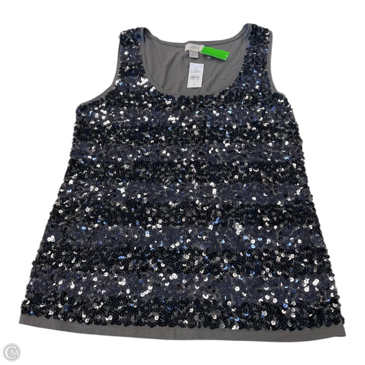 Top Sleeveless By Loft In Silver, Size: L