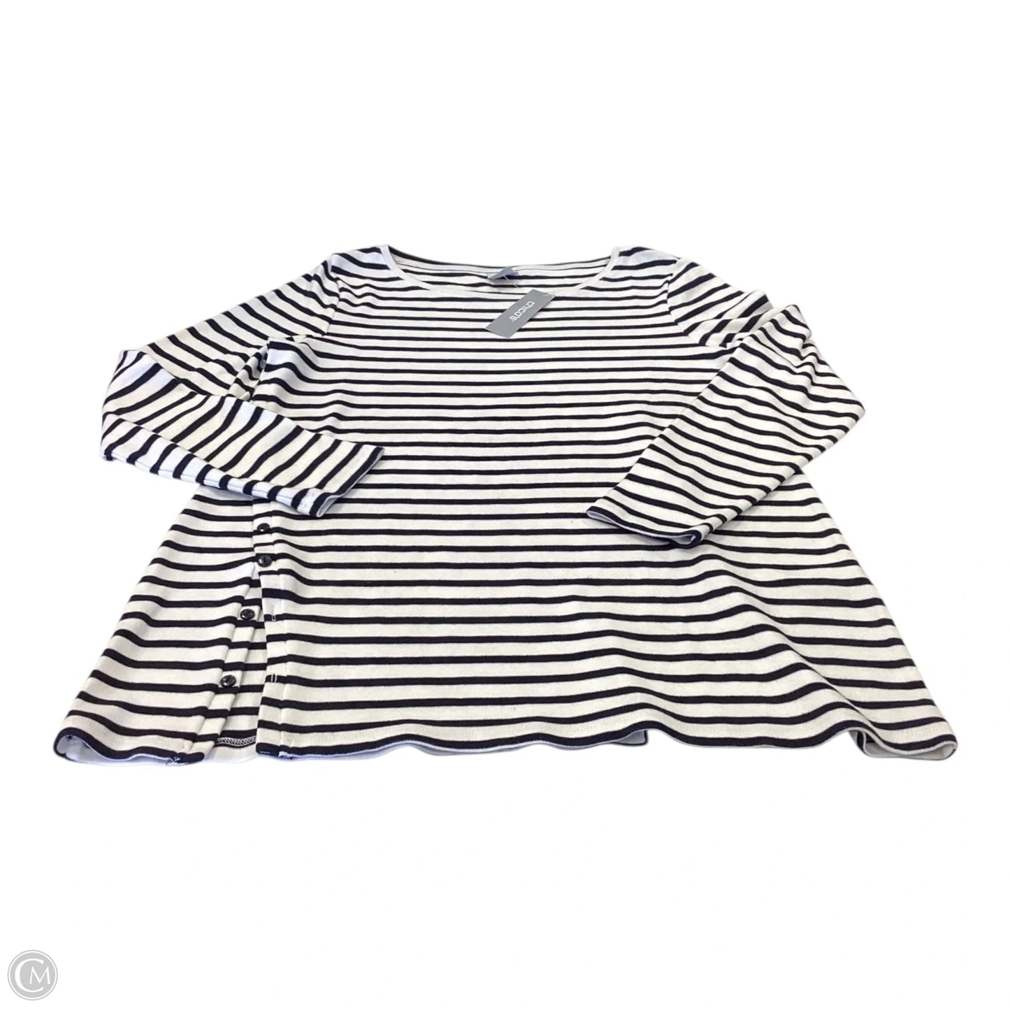 Top Long Sleeve By Chicos In Striped Pattern, Size: M